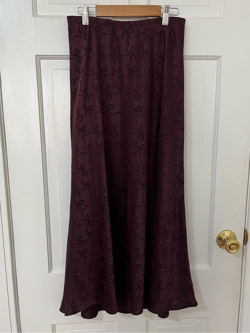 Bow Print Satin Maxi Skirt
